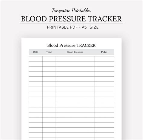Blood Pressure Record Chart Printable