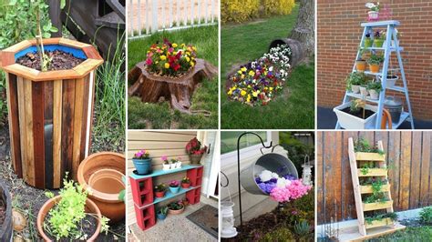 Several Pictures Of Different Types Of Flower Pots And Planters In