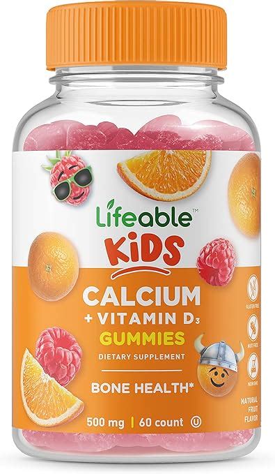 Lifeable Calcium 500 Mg With Vitamin D3 1000 Iu Gummies For