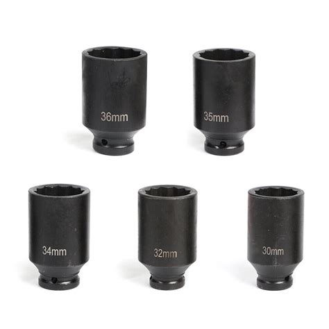 12 Drive Deep Impact Axle Hub Nut Socket Set 12 Point 30mm 32mm 34mm