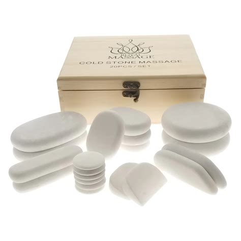 20 Pc Marble Cold Stone Set Cold Therapy Massage Stone Kit With Wooden Box 799665047979 Ebay