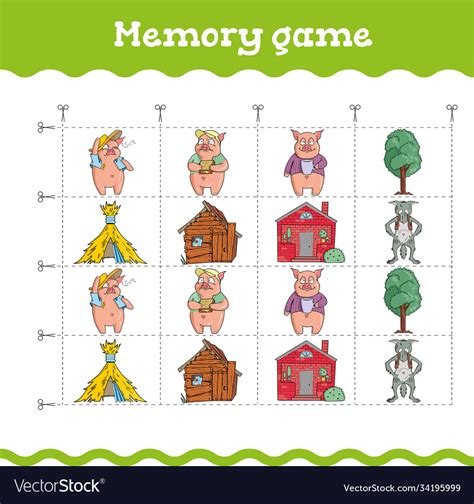 Memory Game Education Games With Three Little Pigs