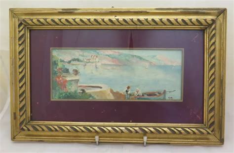 Tableau Vintage Paysage Riviera Fran Ais Mediterran E Peinture Huile