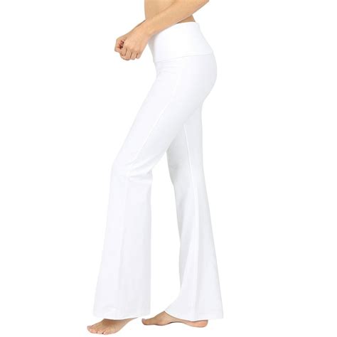 zenana womens and plus stretch cotton foldover waist bootcut workout yoga pants white xl
