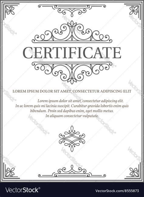 Vertical Certificate Template Diploma Royalty Free Vector