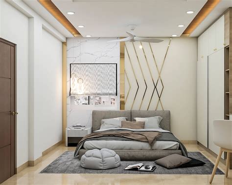 Modern Style Master Bedroom With Elegant Accent Wall Design Livspace