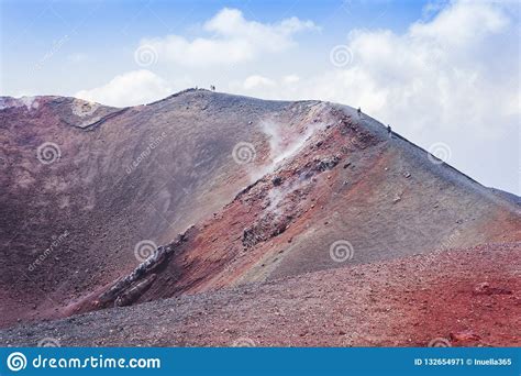 Mount Etna Active Volcano On The East Coast Of Sicily Italy Stock
