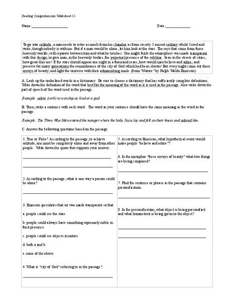 Feel free to use our free sample lesson with your students to get a better idea of the content and difficulty you'll find at grade 9 with a lexile level range. Reading Comprehension Worksheet Worksheet for 9th - 12th Grade | Lesson Planet