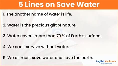 5 Lines On Save Water In English English Aspirants