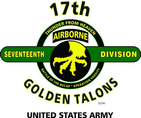 17th Airborne Division Golden Talons Emblem White Shirt Design On