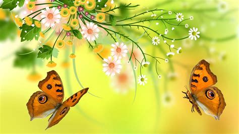 Download Spring Flower Artistic Butterfly Hd Wallpaper