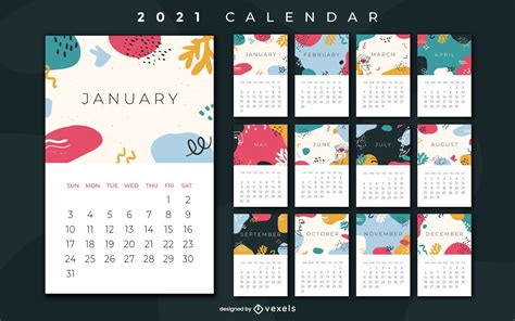 Abstract 2021 Calendar Design Vector Download