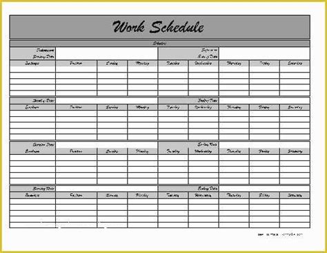 Monthly Employee Schedule Template Free Of 20 Hour Work Week Template