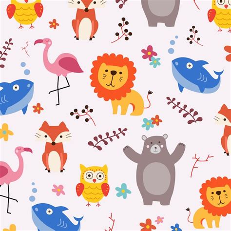 Premium Vector | Cute animal pattern