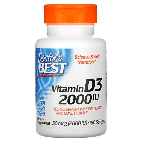 Doctors Best Vitamin D3 50 Mcg 2000 Iu 180 Softgels Iherb