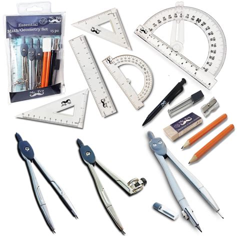 Mr Pen 15 Pcs Compass Set With Swing Arm Protractor 6 Geometry