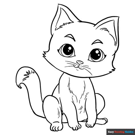 Kitten Coloring Page Easy Drawing Guides