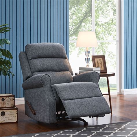 Homesvale Linder Rocker Recliner Chair Woven Charcoal Gray