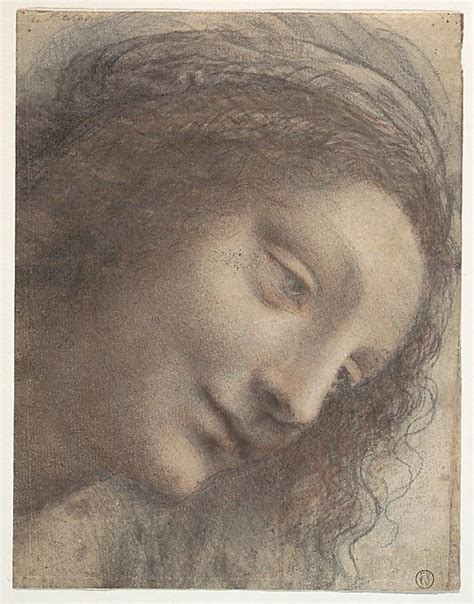 The Head Of The Virgin In Three Quarter View Facing Right Leonardo Da