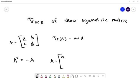 Solvedthe Trace Of A Skew Symmetric Matrix Is A 1 B 1 C 0 D