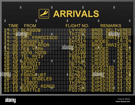 International Airport Arrivals Board Stock Photo 24058010 Alamy