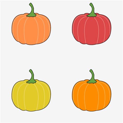 Pumpkin Elements In Different Colors And Shapes And Amazing Cartoon