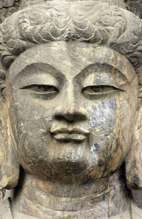 Stone Old Statue Of A Buddha Face Close Up Face Buddha Stat Stock