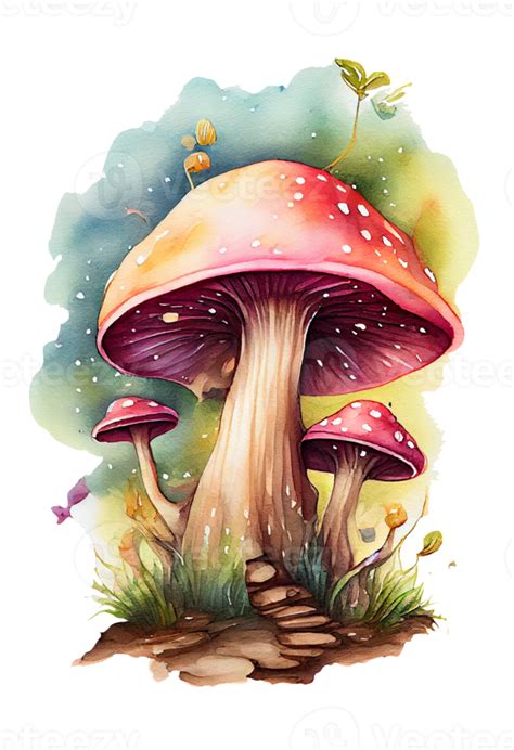 Magic Mushroom In The Forest With Colorful Mushroom House Magic