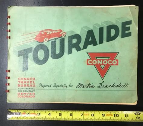 Vintage 1940s Conoco Touraide Travel Guide Map Multi Paged Booklet 19