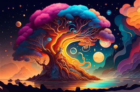 1977x1313 Colorful Neon Ai Art Tree 1977x1313 Resolution Wallpaper Hd