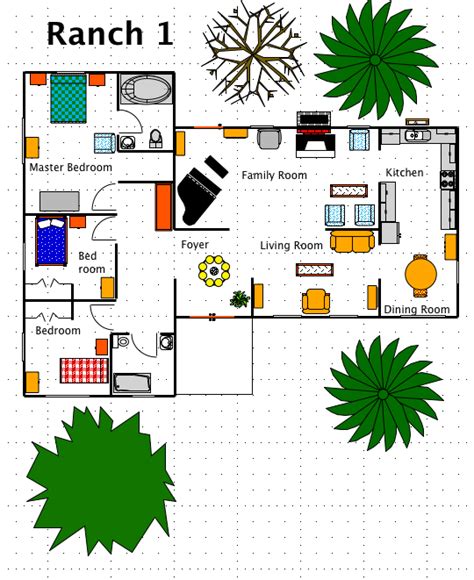 Ranch House Style A Free Ez Architect Floor Plan For Windows