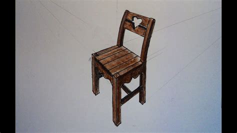 How To Draw Wood Chair Two Point Perspective Practice Youtube