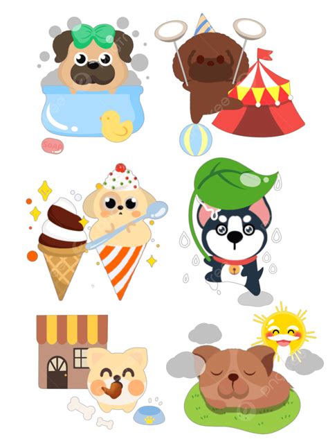 귀여운 만화 스타일 강아지들의 일상 귀여운 만화 개 Png 일러스트 및 Psd 이미지 무료 다운로드 Pngtree