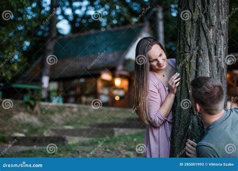 Young Couple Out On A Date During Their Vacation Gazing At Each Other Stock Image Image Of