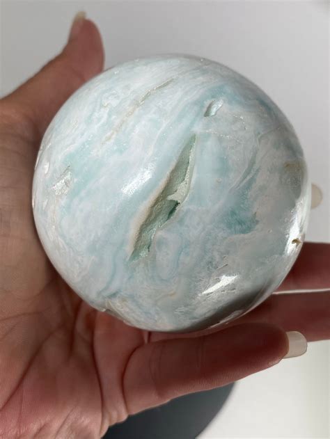 Blue Aragonite Natural Stone Sphere 76mm 621 Grams Ac296 Etsy