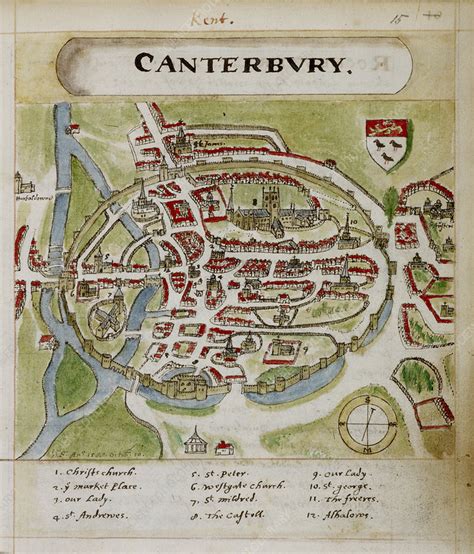 A Coloured Plan Of Canterbury Stock Image C0196737 Science Photo