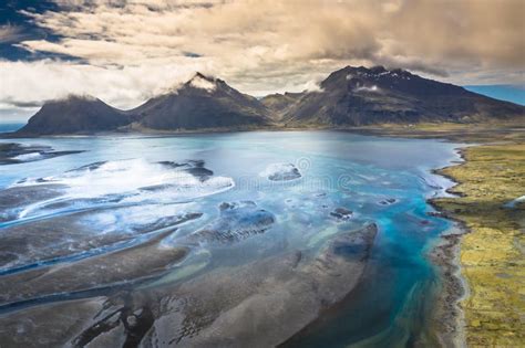 Aerial View South Eastern Iceland Overwhelming View Of Icelandic River