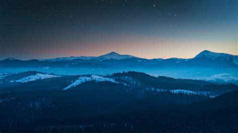 Wallpaper Id 14640 Mountains Aerial View Starry Sky Night