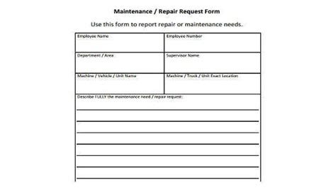Free 10 Sample Maintenance Request Forms In Pdf Ms Word Excel