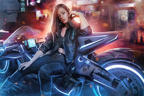 Cyberpunk Biker Girl Hd Artist K Wallpapers Images Backgrounds My Xxx Hot Girl