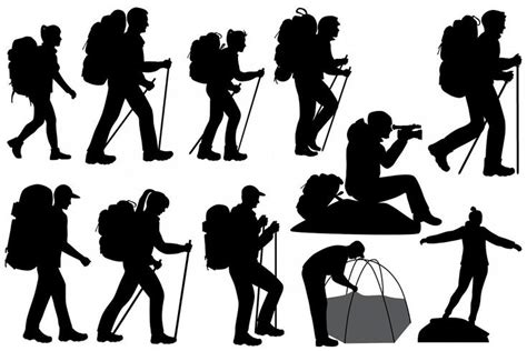 Silhouettes Of Hiking People 175620 Illustrations Design Bundles