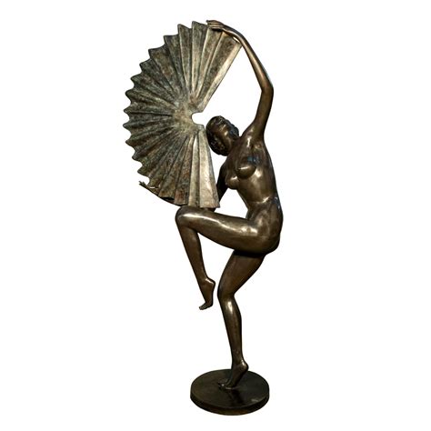 Bronze Nude Dancer With Fan Sculpture Florida Bronze Statues