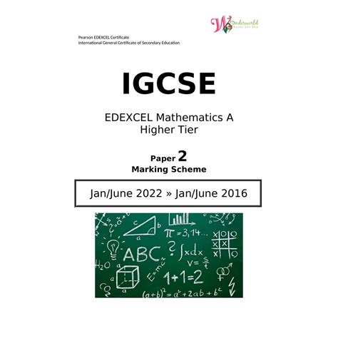 Igcse Edexcel Mathematics A Higher Tier Paper 2 Marking Scheme