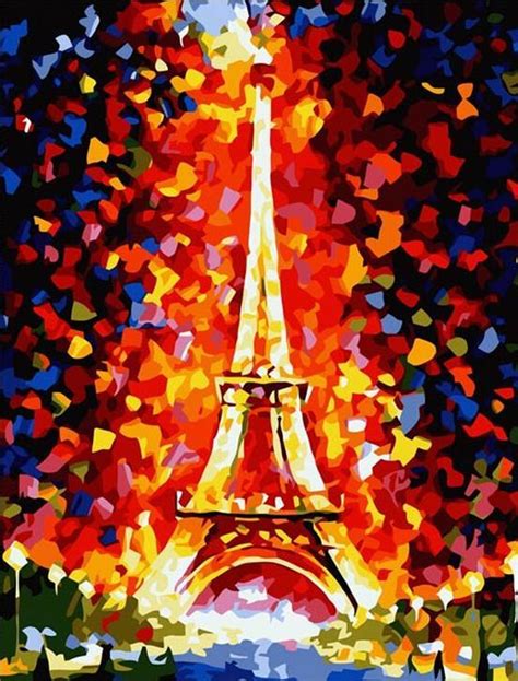 Colorful Eiffel Tower Paris Cities Paint By Numbers Canvas Paint By
