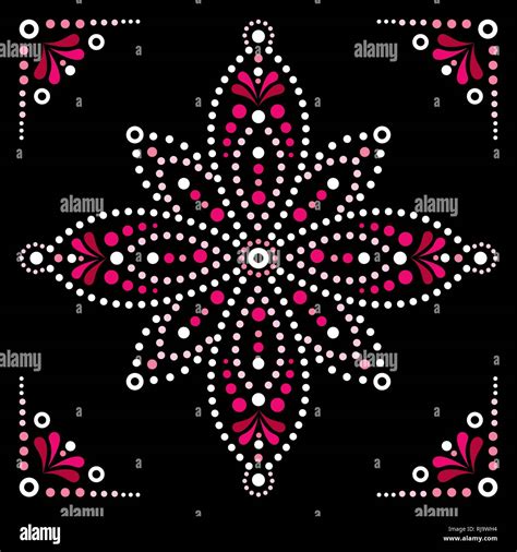 Dot Art Vector Flower Traditional Aboriginal Dot Painting Design