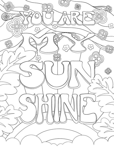 You Are My Sunshine Printable Coloring Page For Kids And Adults Instant
