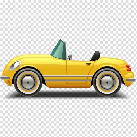Yellow Convertible Sports Car Convertible Cartoon Cartoon Yellow Car
