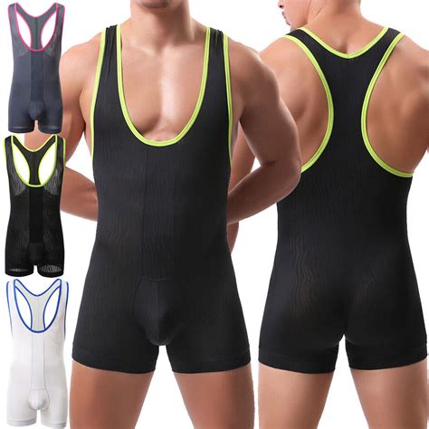 sexy mens underwear wrestling singlet leotard fitness jumpsuit bodysuits boxers ebay