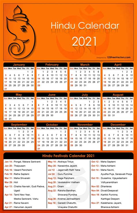 Hindu Calendar 2021 Customize And Print