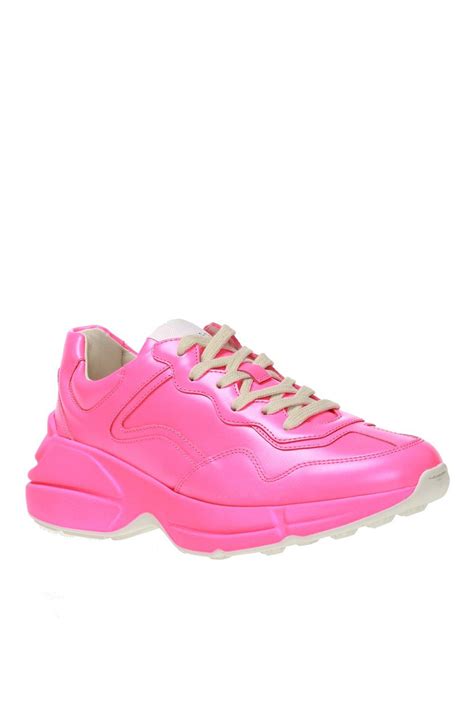 Gucci Leather Rhyton Sneakers In Neon Pink Lyst